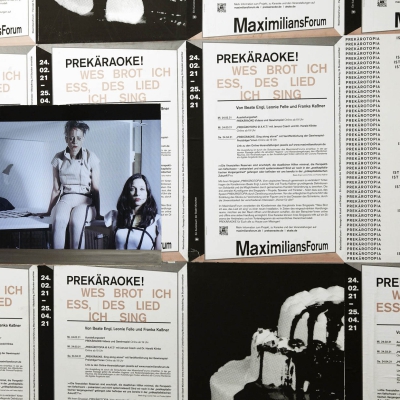 Ausstellungsansicht PREKÄRAOKE, MaximiliansForum, München, 2021, Foto ©Barbara Hartmann-Tumba