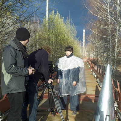 Speaker Dreh,  Making of Prekärotopia FILM, Foto © Hagen Keller, 2019